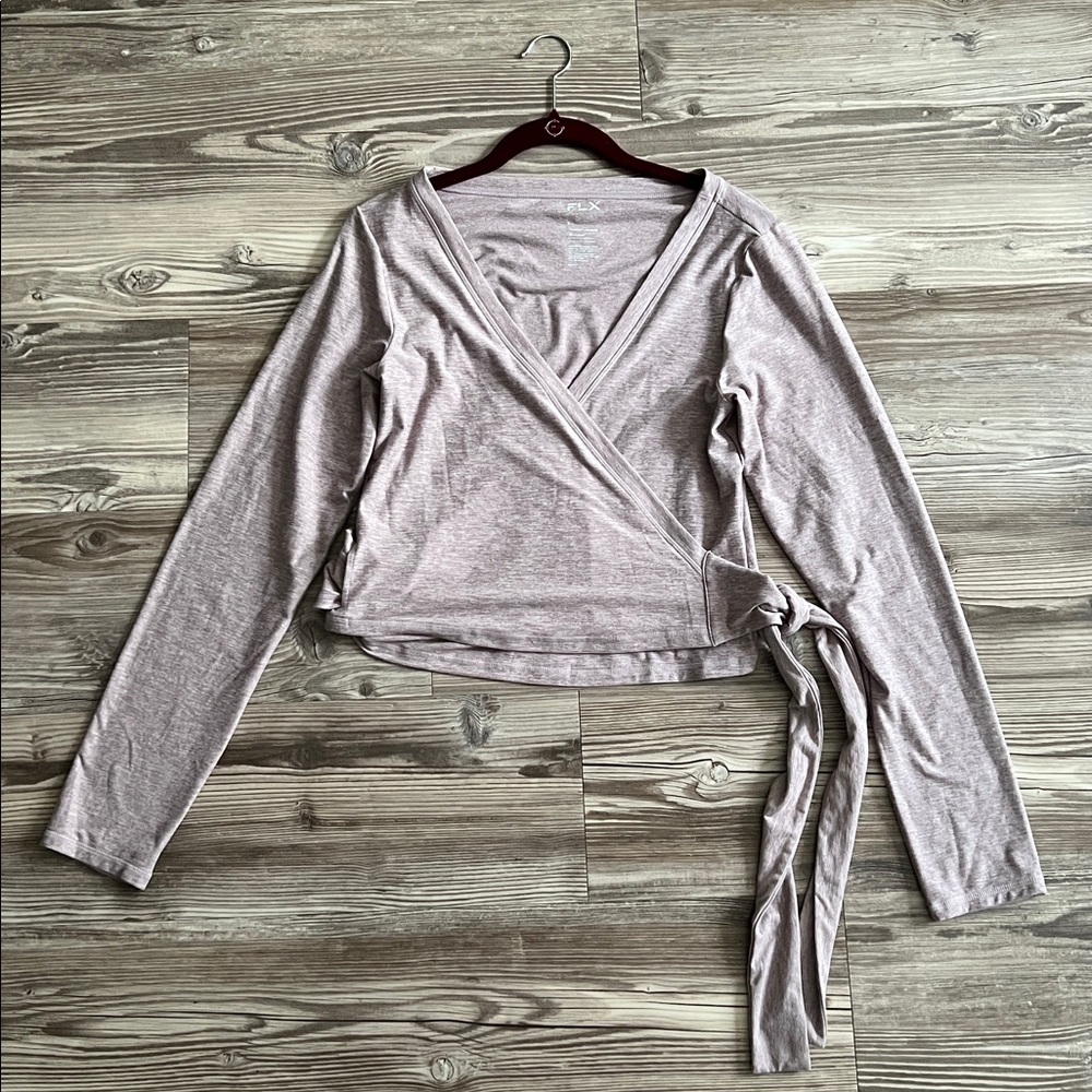 FLX Wander Ballet Wrap Long Sleeve Top Heathered Purple